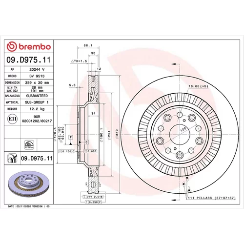 Brzdový kotúč BREMBO 09.D975.11