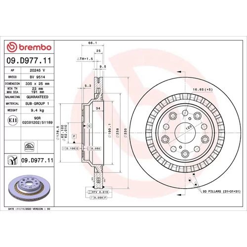 Brzdový kotúč 09.D977.11 /BREMBO/