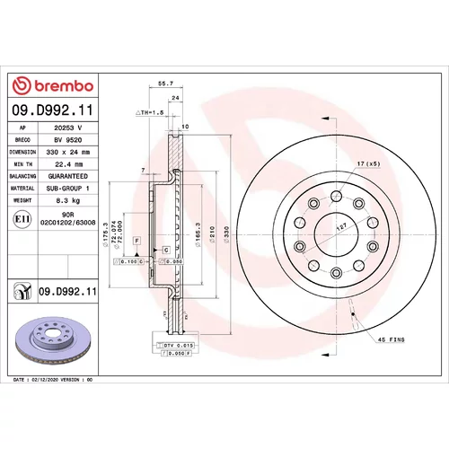 Brzdový kotúč BREMBO 09.D992.11