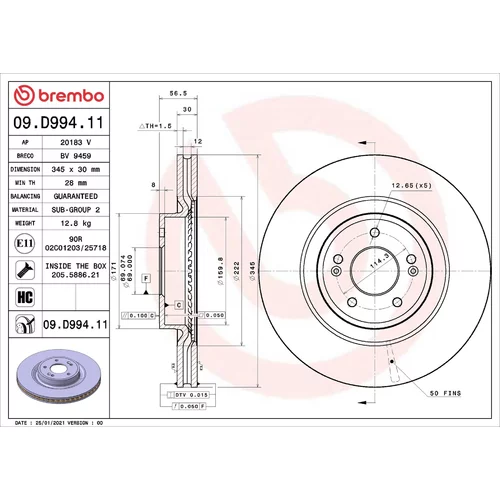 Brzdový kotúč BREMBO 09.D994.11