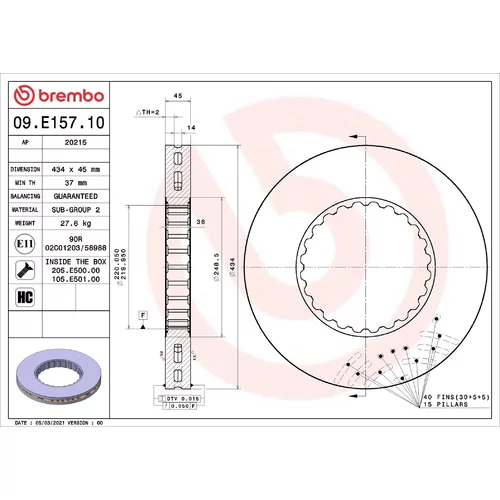 Brzdový kotúč BREMBO 09.E157.10