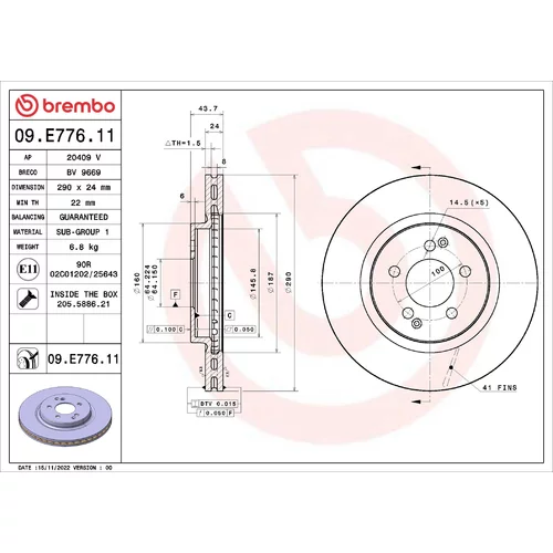 Brzdový kotúč BREMBO 09.E776.11