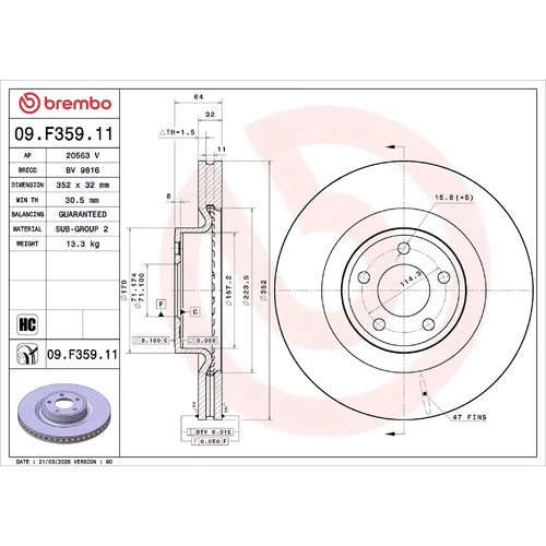 Brzdový kotúč BREMBO 09.F359.11