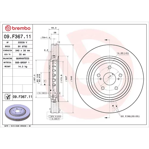 Brzdový kotúč BREMBO 09.F367.11