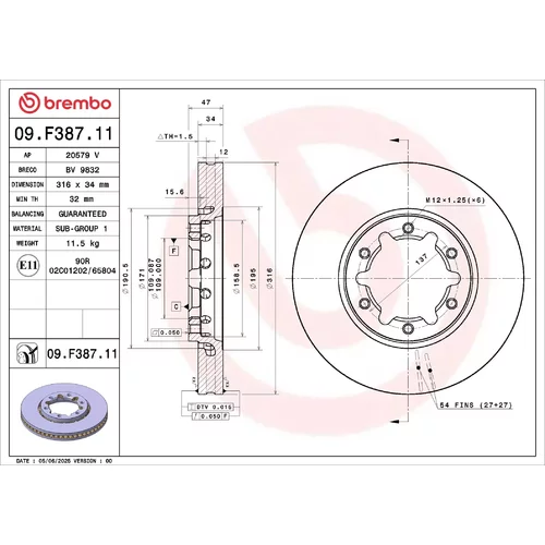 Brzdový kotúč BREMBO 09.F387.11
