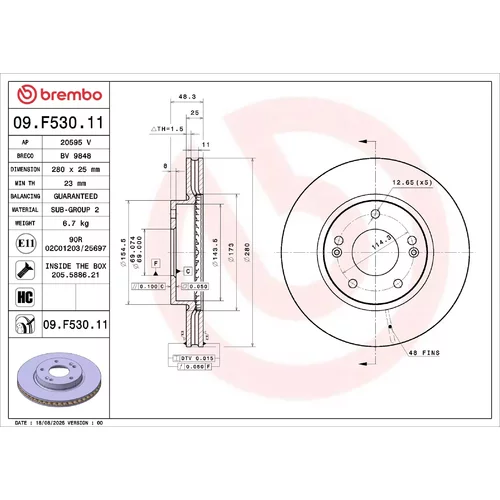 Brzdový kotúč BREMBO 09.F530.11