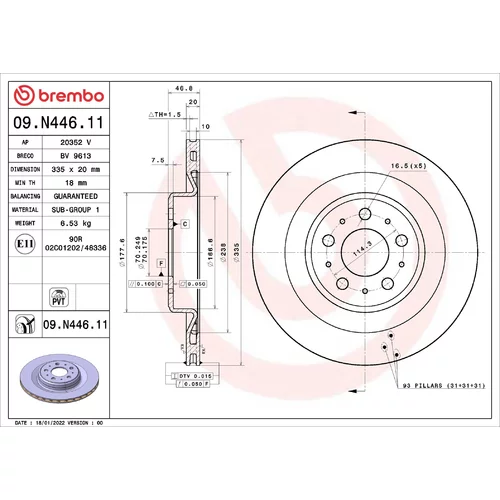 Brzdový kotúč BREMBO 09.N446.11