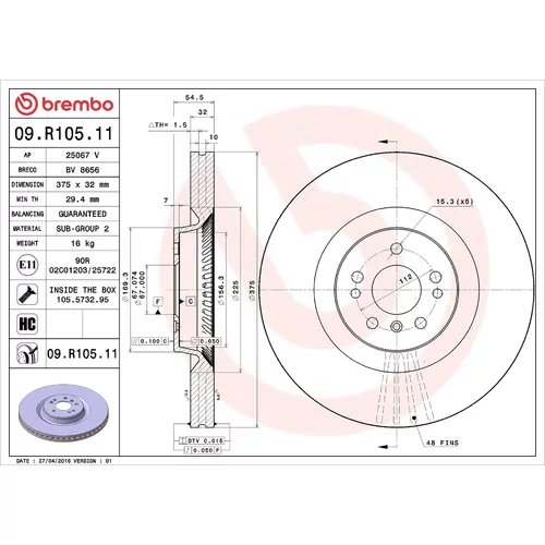 Brzdový kotúč BREMBO 09.R105.11