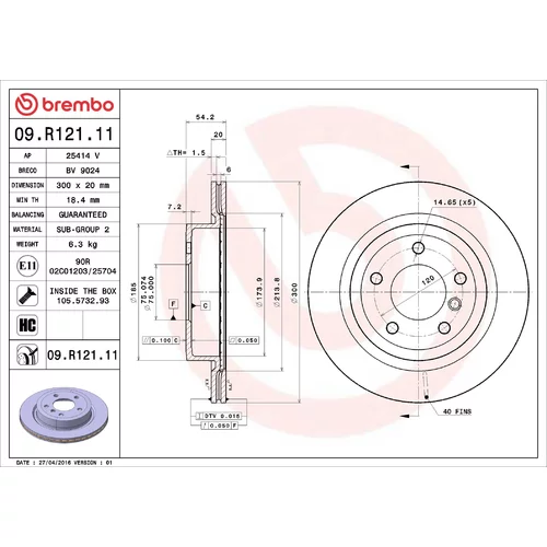 Brzdový kotúč BREMBO 09.R121.11