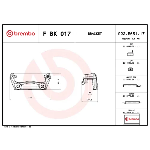 Sada držiakov brzd. strmeňov F BK 017 /BREMBO/ - obr. 1
