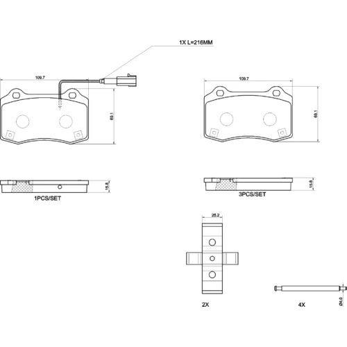 Sada brzdových platničiek kotúčovej brzdy BREMBO P 48 006