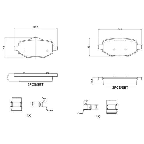 Sada brzdových platničiek kotúčovej brzdy BREMBO P 61 144