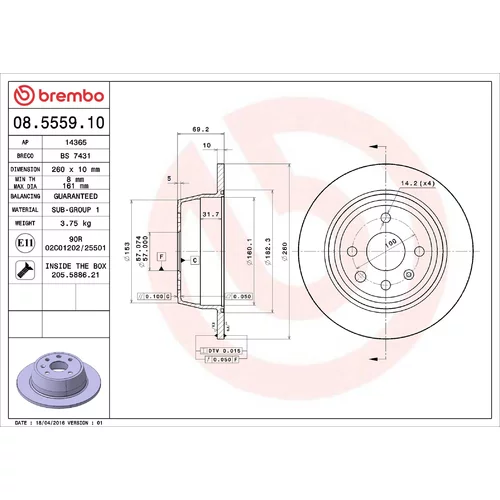 Brzdový kotúč BREMBO 08.5559.10