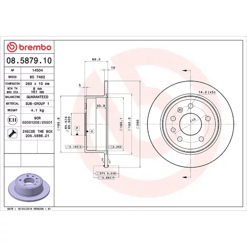 Brzdový kotúč BREMBO 08.5879.10