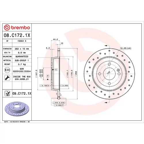 Brzdový kotúč BREMBO 08.C172.1X