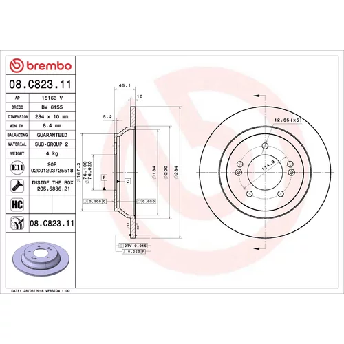 Brzdový kotúč BREMBO 08.C823.11