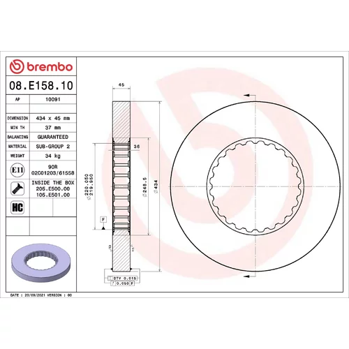 Brzdový kotúč BREMBO 08.E158.10