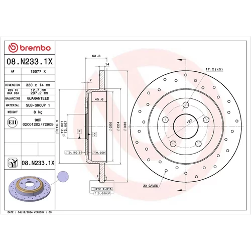 Brzdový kotúč BREMBO 08.N233.1X