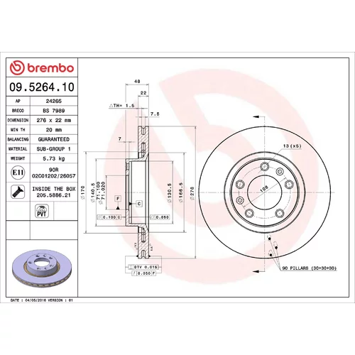 Brzdový kotúč BREMBO 09.5264.10
