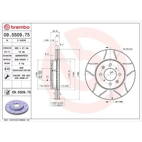 Brzdový kotúč BREMBO 09.5509.75