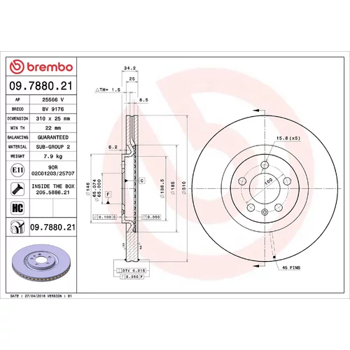 Brzdový kotúč BREMBO 09.7880.21
