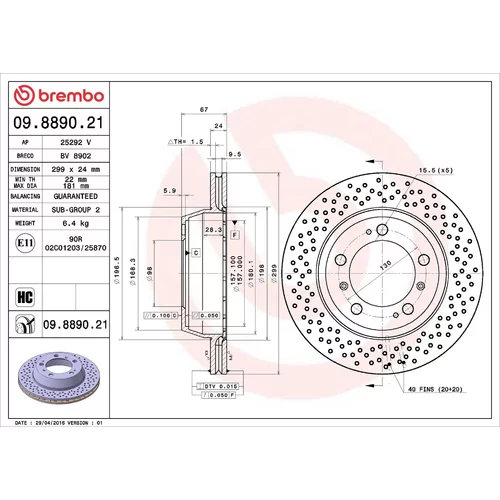 Brzdový kotúč BREMBO 09.8890.21