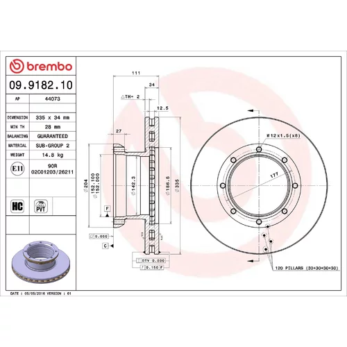 Brzdový kotúč BREMBO 09.9182.10