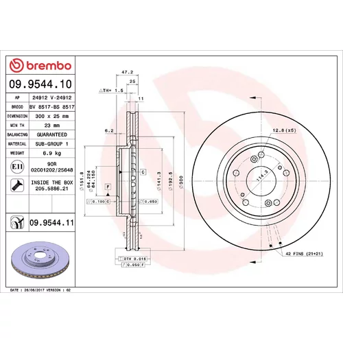 Brzdový kotúč BREMBO 09.9544.11