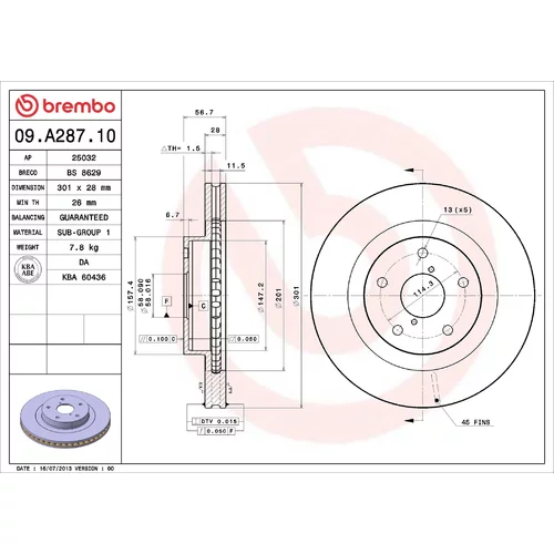 Brzdový kotúč 09.A287.10 /BREMBO/