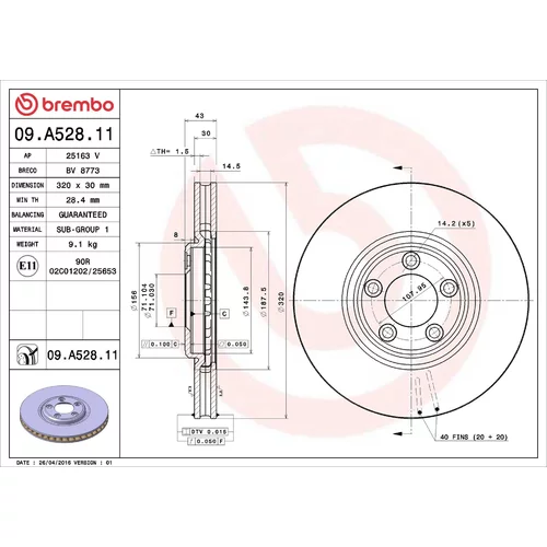 Brzdový kotúč BREMBO 09.A528.11