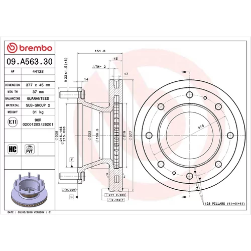 Brzdový kotúč BREMBO 09.A563.30