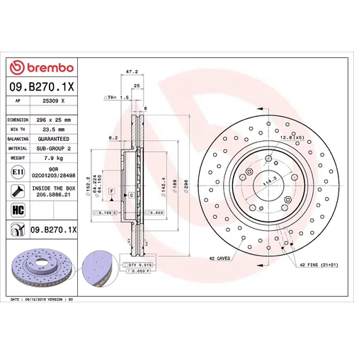 Brzdový kotúč BREMBO 09.B270.1X