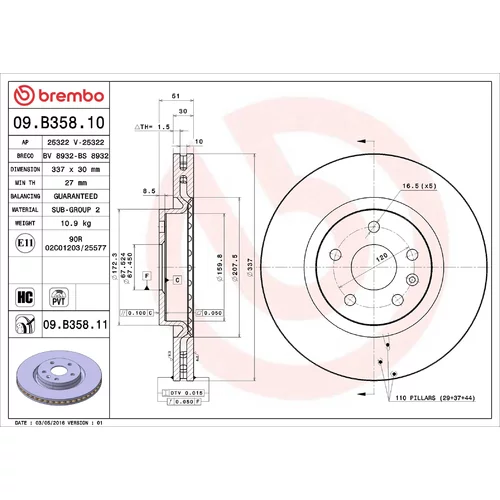 Brzdový kotúč BREMBO 09.B358.10