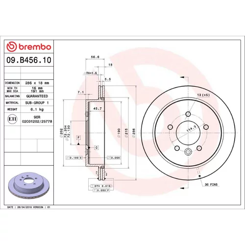 Brzdový kotúč BREMBO 09.B456.10