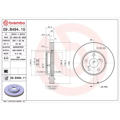 Brzdový kotúč BREMBO 09.B494.11