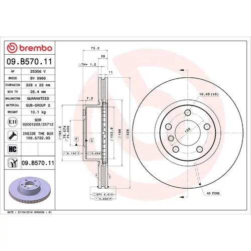 Brzdový kotúč BREMBO 09.B570.11