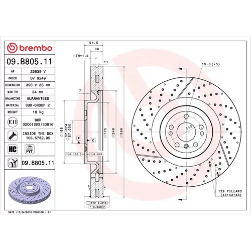 Brzdový kotúč BREMBO 09.B805.11