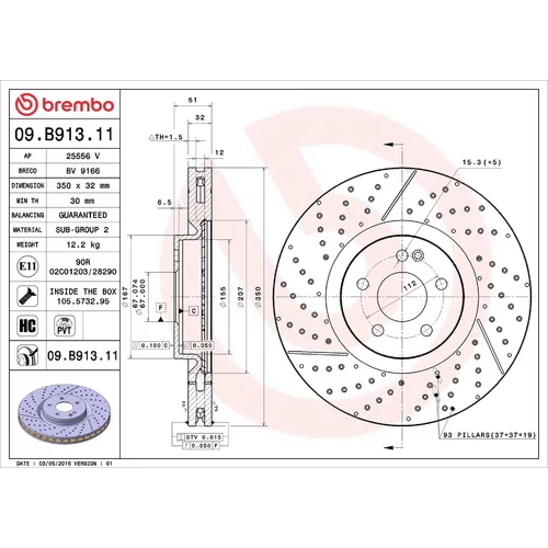 Brzdový kotúč BREMBO 09.B913.11