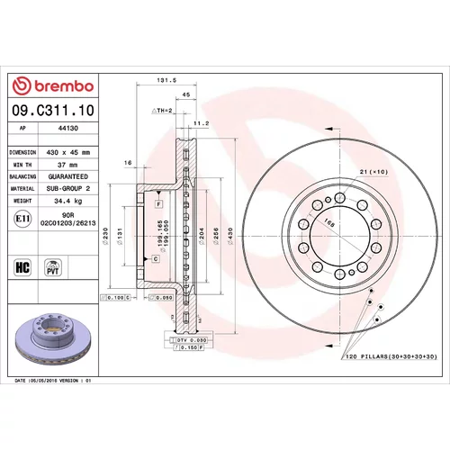 Brzdový kotúč BREMBO 09.C311.10
