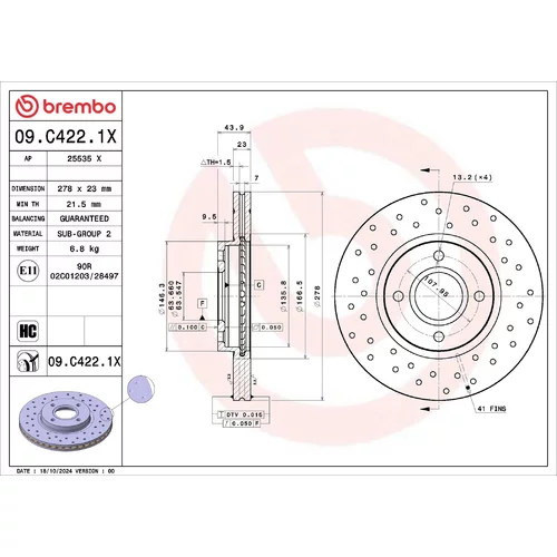 Brzdový kotúč BREMBO 09.C422.1X