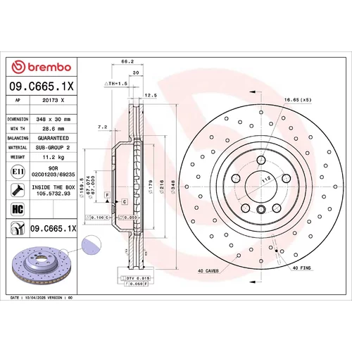 Brzdový kotúč BREMBO 09.C665.1X