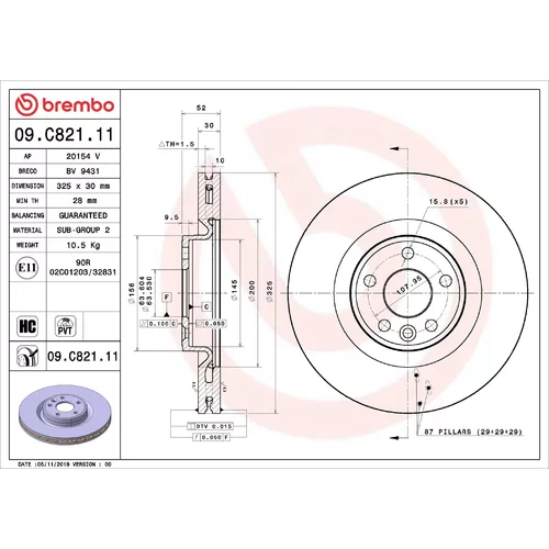 Brzdový kotúč BREMBO 09.C821.11