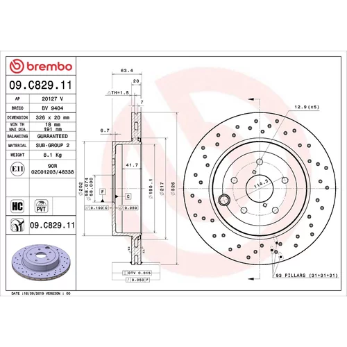 Brzdový kotúč BREMBO 09.C829.11
