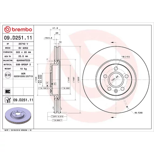 Brzdový kotúč BREMBO 09.D251.11