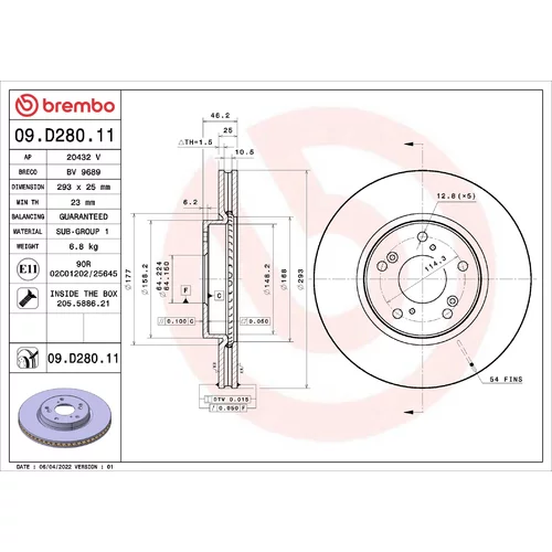 Brzdový kotúč BREMBO 09.D280.11
