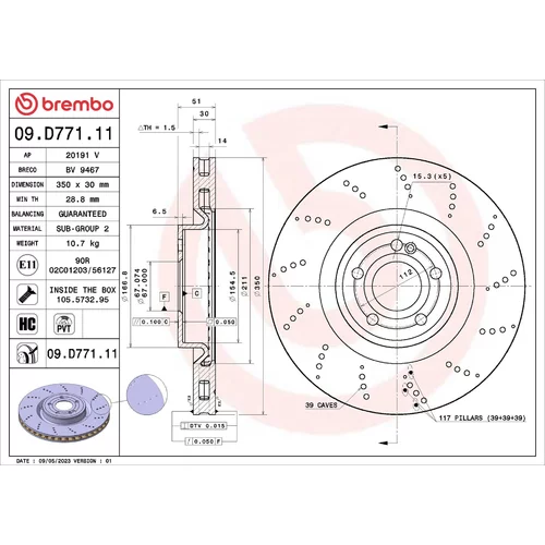 Brzdový kotúč BREMBO 09.D771.11
