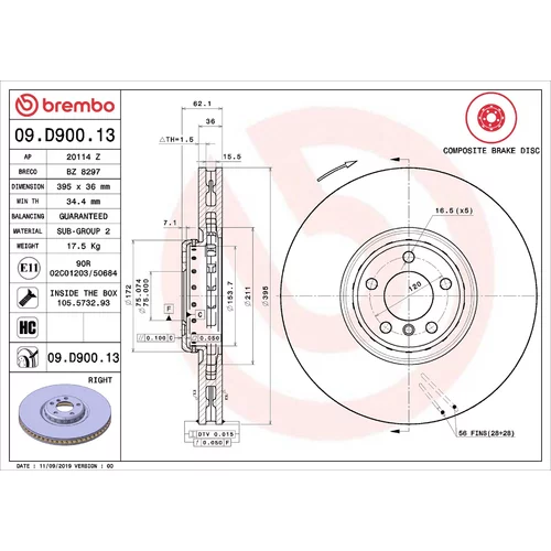 Brzdový kotúč BREMBO 09.D900.13