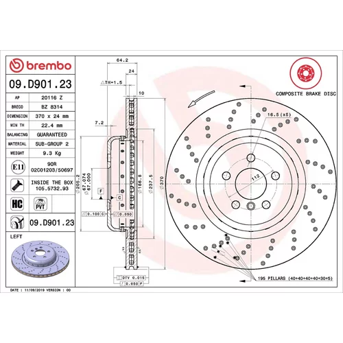 Brzdový kotúč BREMBO 09.D901.23