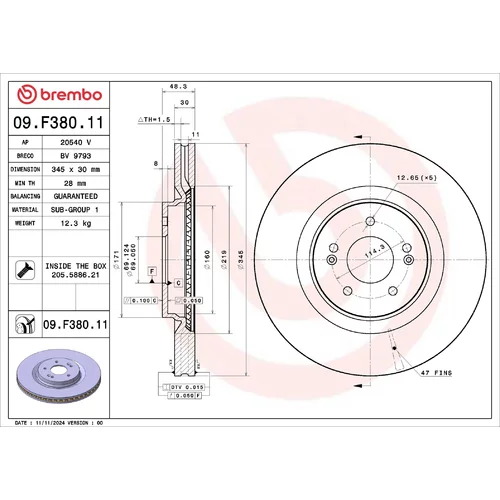 Brzdový kotúč BREMBO 09.F380.11