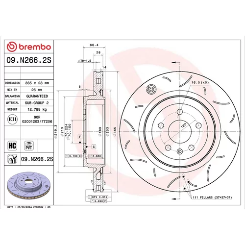Brzdový kotúč BREMBO 09.N266.2S